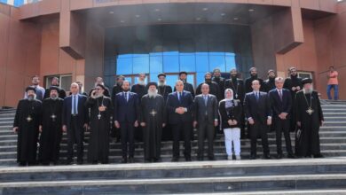 صورة رئيس جامعة كفر الشيخ يستقبل وفد كنسي رفيع المستوي لحضور مناقشة رسالة دكتوراه بكلية الاداب بالجامعة